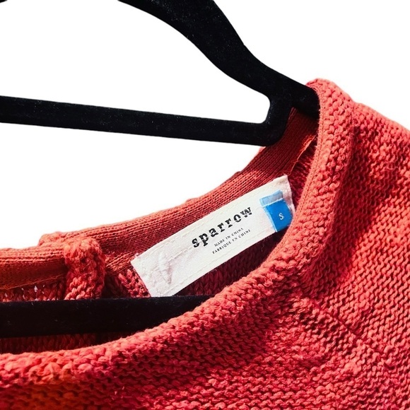 Sparrow Anthropologie Linen Button Back Burnt Orange Tunic Sweater Size Small - Picture 4 of 6